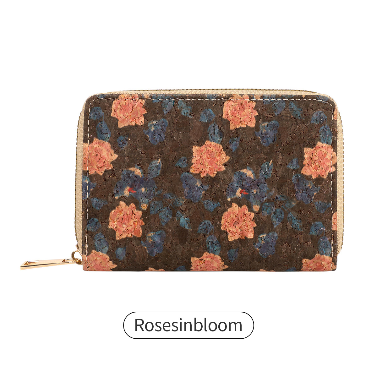 Retro Printed Women's Short Wallet Zipper Portable PU Leather Card Bag Multi functional Card Slot Women's Card Set Zero Wallet: black