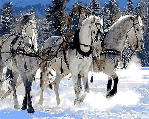 Pintura AZQSD por números, caballo, Animal, colorear por números, pintura al óleo acrílica, Kit de pintura a mano, decoración del hogar sin marco: SZYG1043