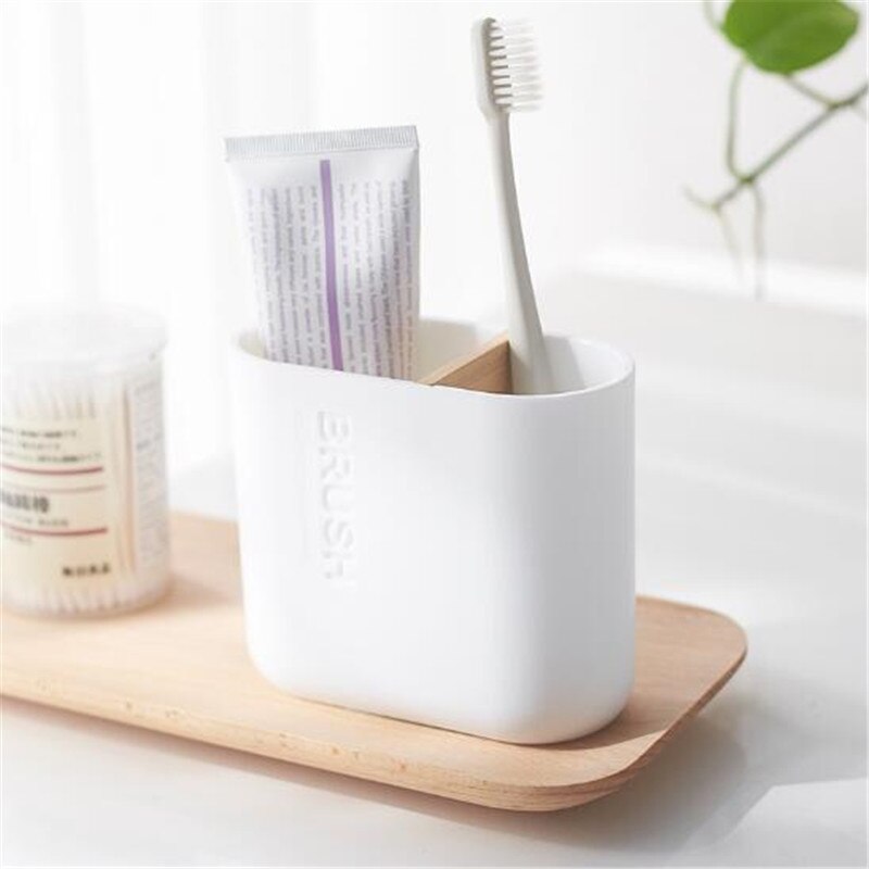 Bathroom Accessories Toilet Brush Soap Dish Dispenser Bamboo Toothbrush Holder