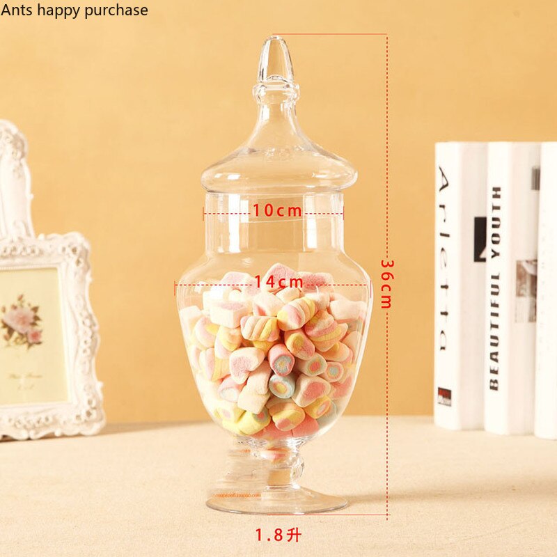 European Transparent Glass Storage Tank with Lid Household Glass Candy Jar Decorative Wedding Banquet Decorative Candy Bottle