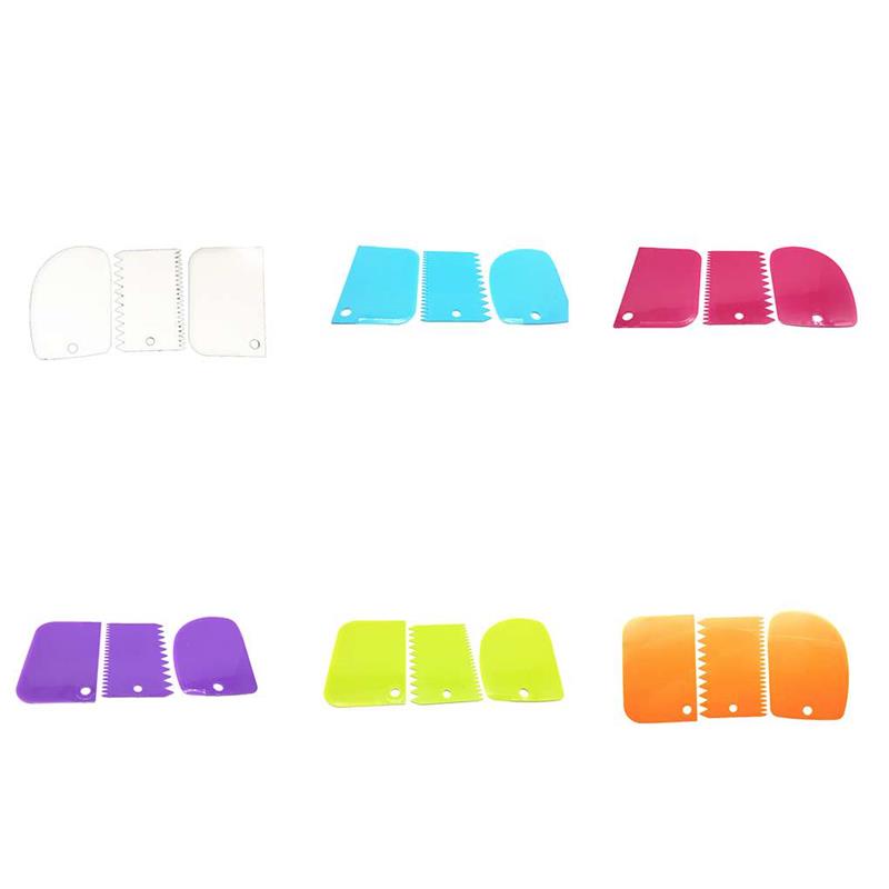 3PCS/Set Reusable Cream Scraper Irregular Teeth Edge DIY Cream Scraper Kit Cake Fondant Mold Tools