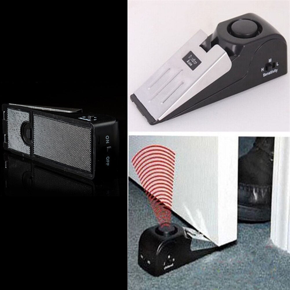 Mini alarme de porte sans fil en forme de cale | Blocage de la maison, système d'alerte de sécurité Portable pour les voyages, pour la maison, le bureau ou l'hôtel