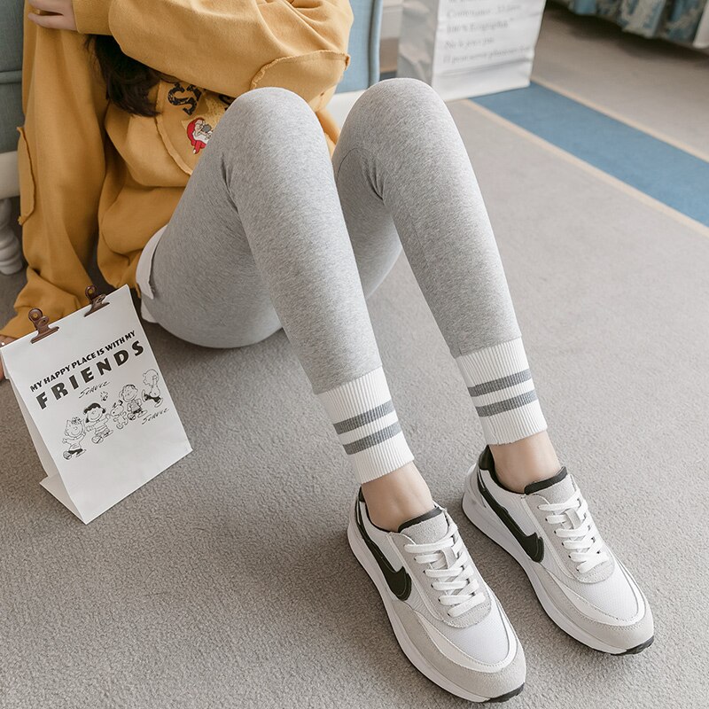 622 # calças para grávidas primavera outono algodão ajustável cintura elástica barriga suporte calças leggings maternidade calças para grávidas: Gray / XL