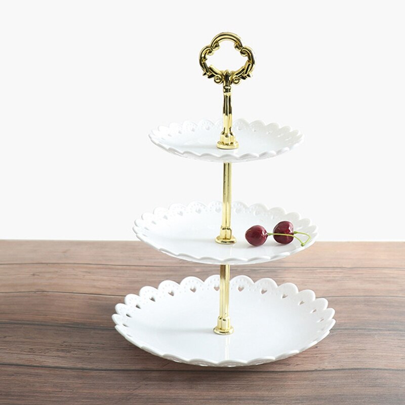 3 Tier Cake Dessert Rack Stand Afternoon Tea Wedding Party Plates Tableware Multi Layer Plastic Tray Snack Candy Tray: WT