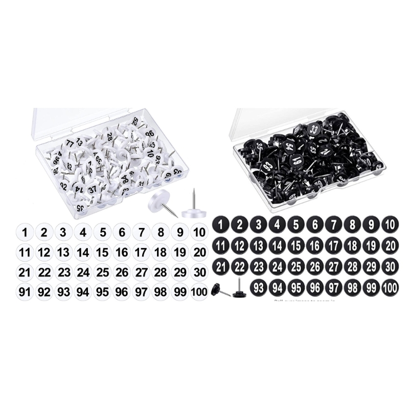 100Pcs Numbered Thumbtacks Numbered Pushpins Map Pins for Bulletin Boards