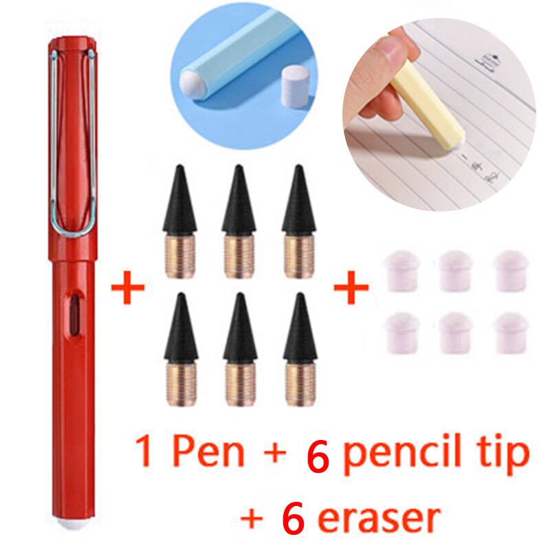 13 Stks/set Eeuwige Potlood Dubbele Gum Magic Potlood Art Schets Schilderen Tools Schoolbenodigdheden Student Briefpapier: Red-13PCS