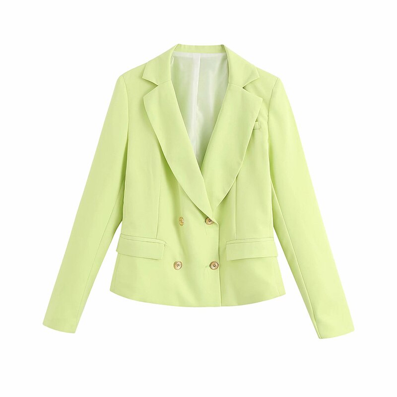 Efterår vintage 2- delt sæt kvinder blazere smarte dobbeltradet blazer jakke frakke+ bukser jakkesæt kvinder bukser sæt: Farve 1 kun jakke / L