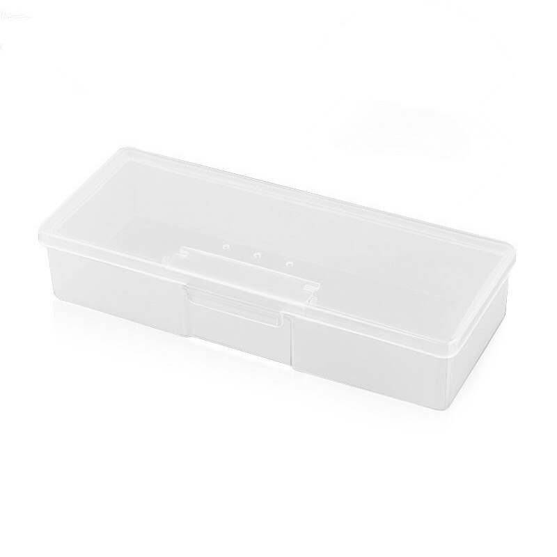 Caja de almacenamiento rectangular de plástico transparente para herramientas de uñas, broca, pinzas, pinceles, limas, almacenaje para utensilios de maquillaje, 1 Uds.
