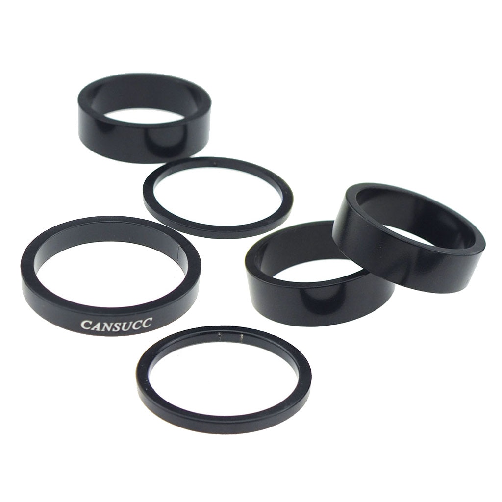 Sett  av 6 sykkel sykkelhodesett avstandsstykker avstandsstykker gaffelskive 2mm/3mm/5mm/10mm,  svart