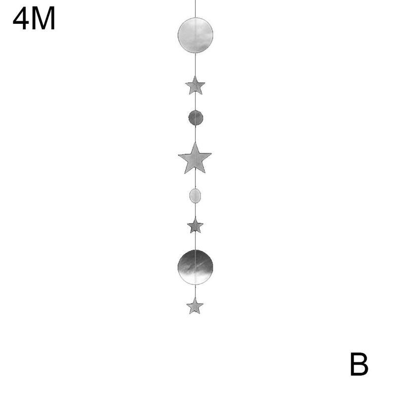 4M gold and silver stars circle garland ribbon birthday decoration wedding supplies party pendant Christmas C5T0: B