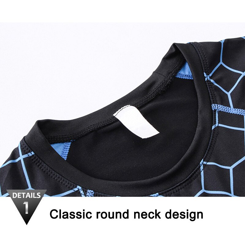 Mannen sneldrogende Strakke Ademend Gedrukt Sport Shirt met Lange Mouw Ronde Hals KH889
