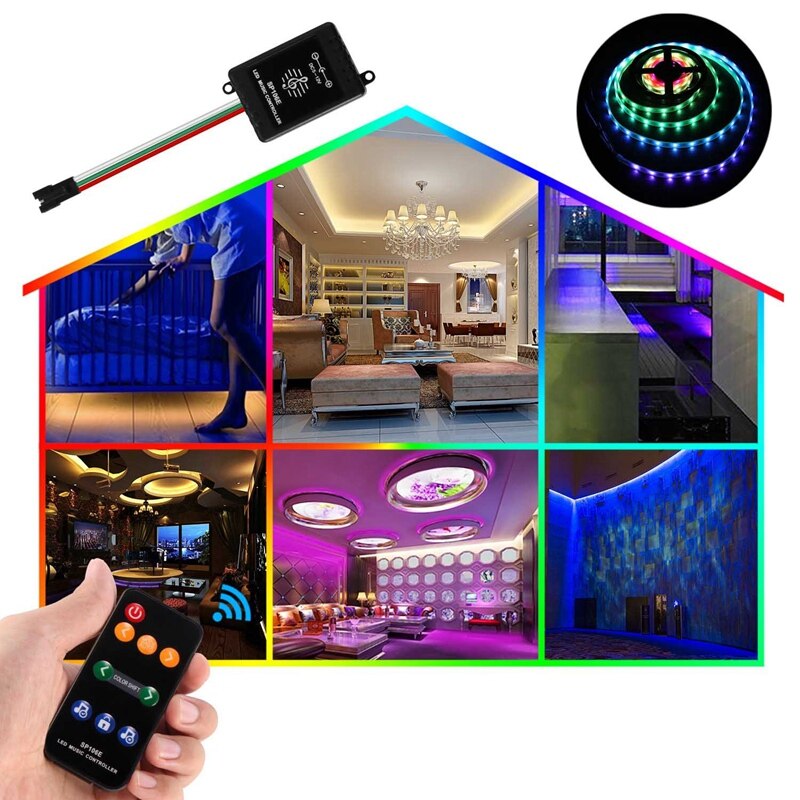 SP106E 9Key LED Music Controller DC5V-12V WS2811 /WS2812B /SK6812 /1903 ic LED Tape Digital Colorful Pixel Music Controller