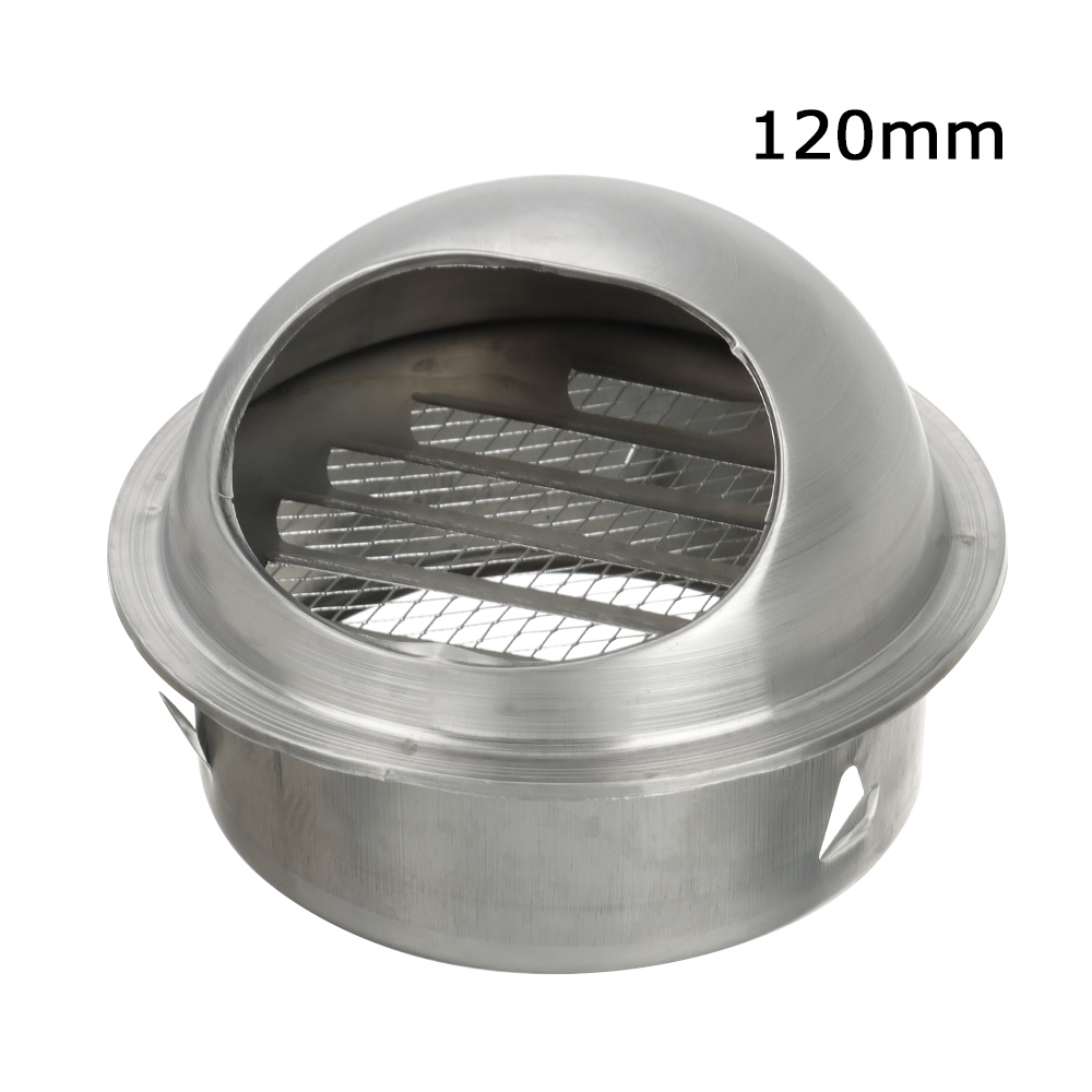 70/80/100/120/150Mm Roestvrijstalen Buitenmuur Ventilatieopeningen Waterdichte Dop Ducting Ventilatie Rooster Ontluchtingsafdekking: GRIJS
