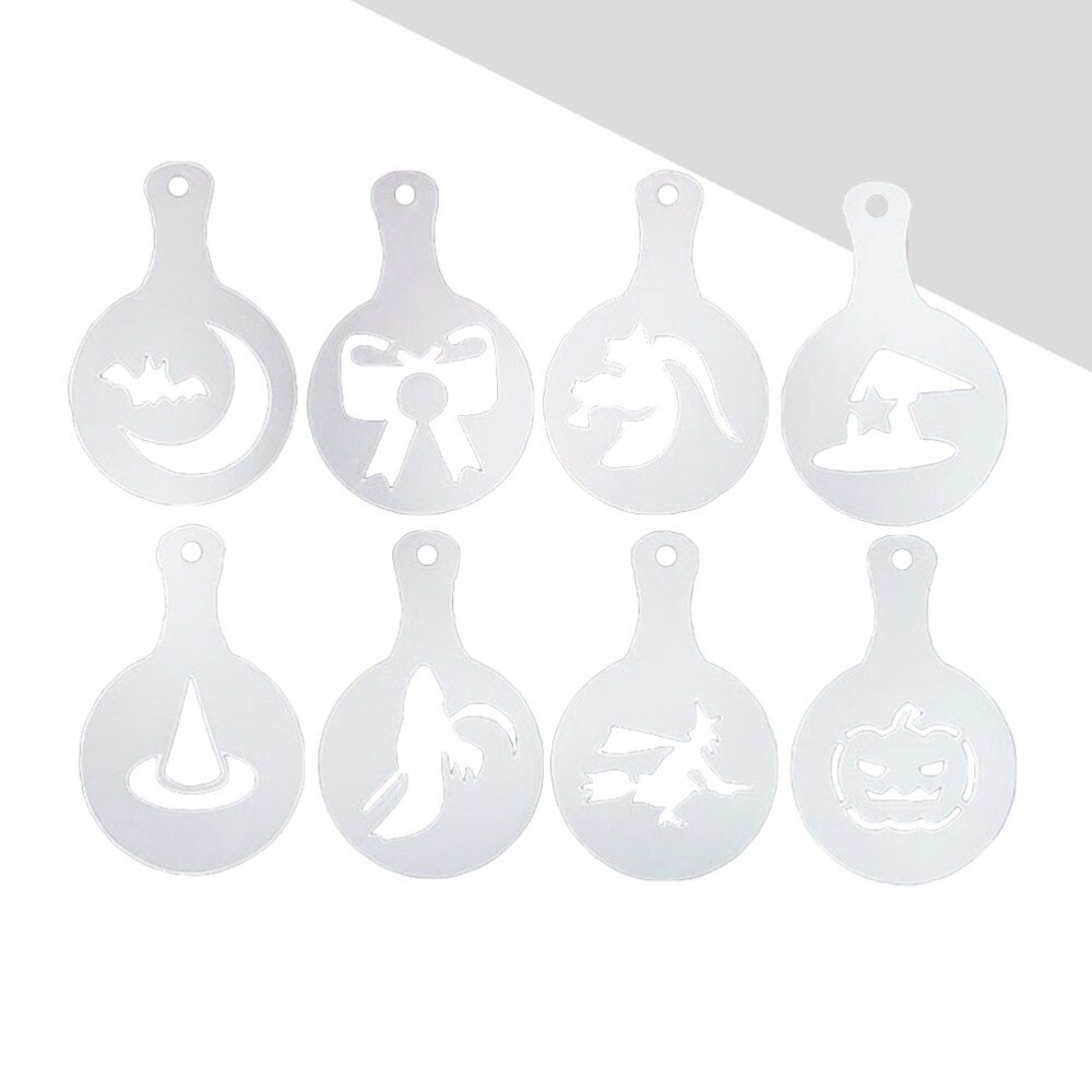 8pcs Coffee Stencil Reusable Coffee Stencils Barista Stencils Coffee Templates for Mousse Cut Cake Coffee