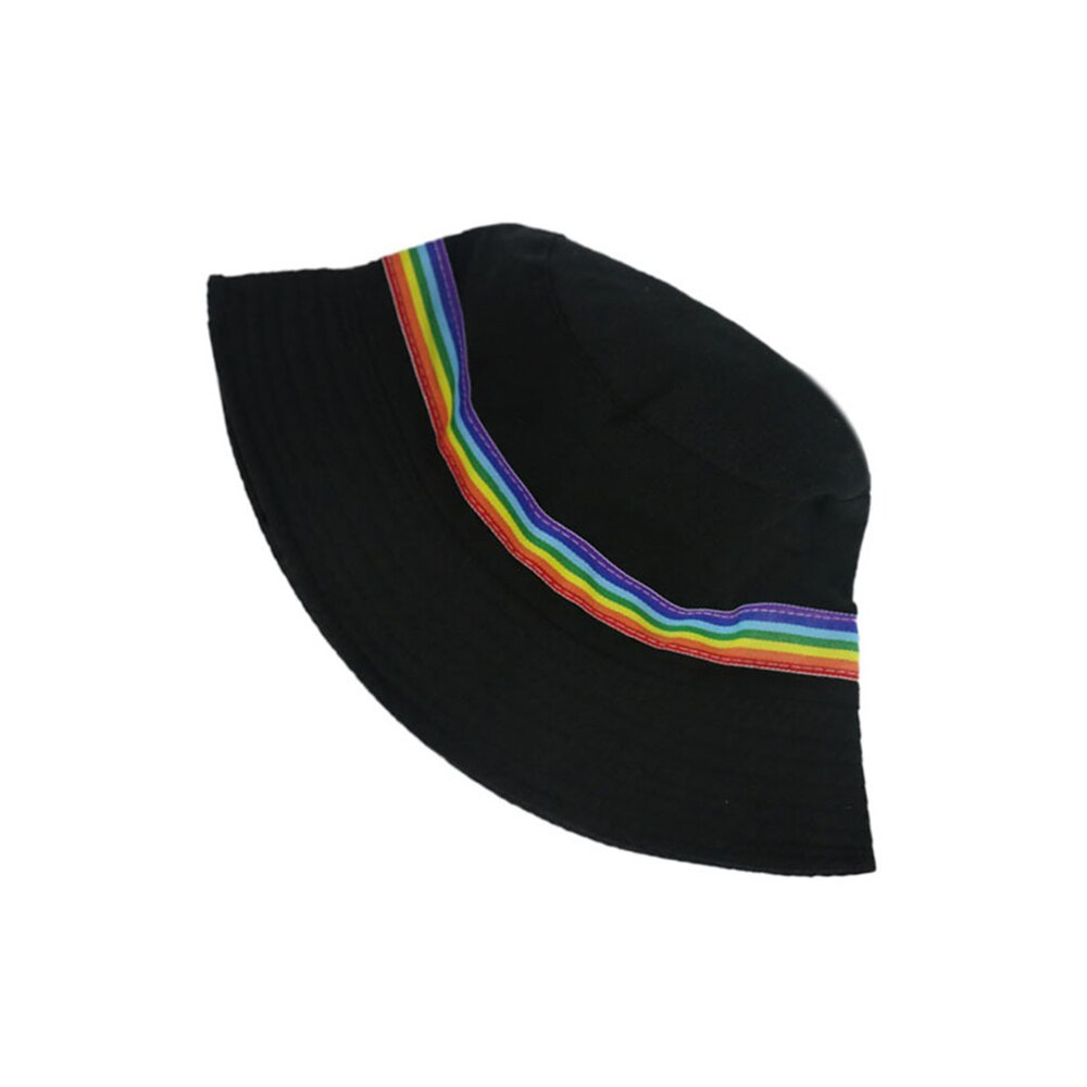 Fisherman hat lovers bob hat sommar solkeps klassisk svart vit regnbåge bucket hatt för kvinnor man