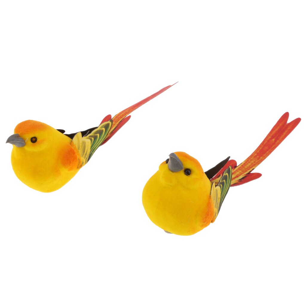 2 Pieces Realistic Decorative Artificial Foam Mini Birds DIY Party Decor