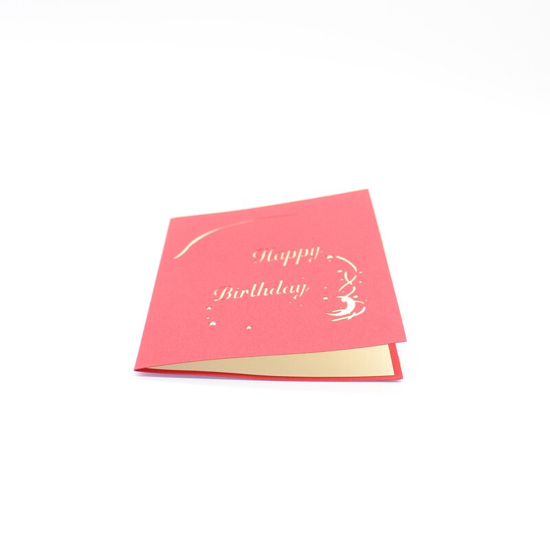 10pcs/lot! Happy Birthday! Handmade 3D Paper Birthday Greeting Cards Birthday Angel in the Moon playing music