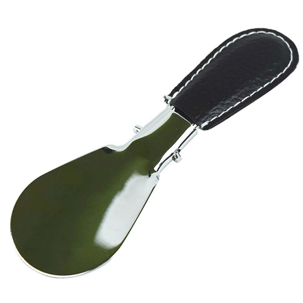 Stainless Steel Accessories Foldable Mini Practical Easy Carry Shoe Horn Flexible Leather Case Adjustable Useful