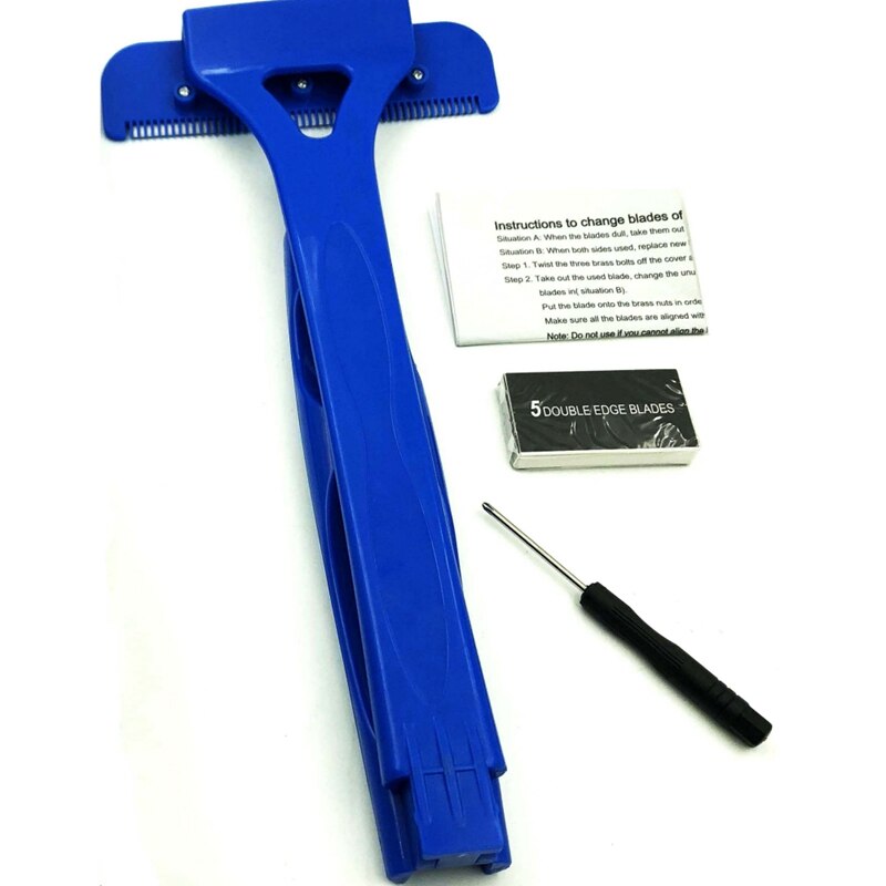 Men's Blue Shaver Foldable Plastic Back Hair Razor Pain-Free Back Body Hair Shaver With 5 Blades R1