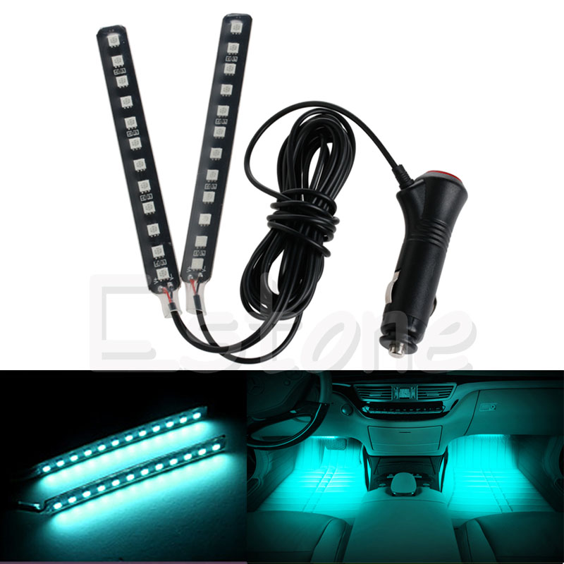 Neue Weiß 2X12 LED Auto Innen Fußraum Boden Dekor Atmosphäbetreffend Licht Neon- Streifen