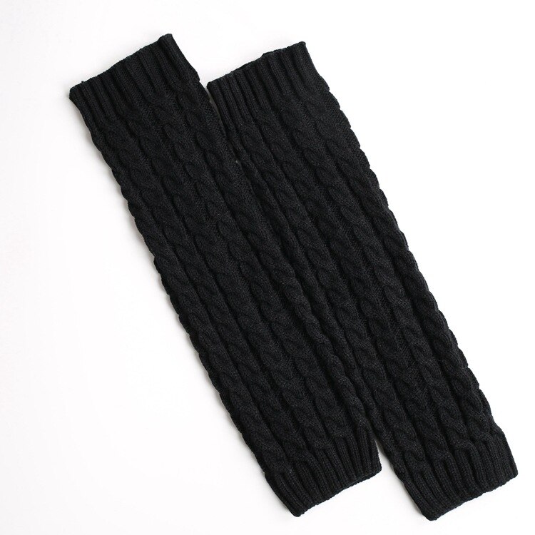 Chaussettes classiques en laine pour femmes, pour automne et hiver, chauffe-jambes, couvre-mollet, SA290: Black