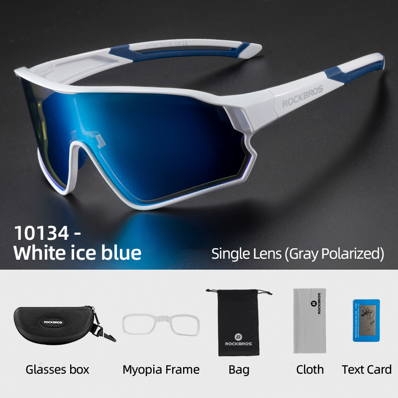 ROCKBROS-gafas de sol polarizadas con protección UV400 para ciclismo, lentes deportivas para bicicleta, senderismo, Camping, Golf: Negro