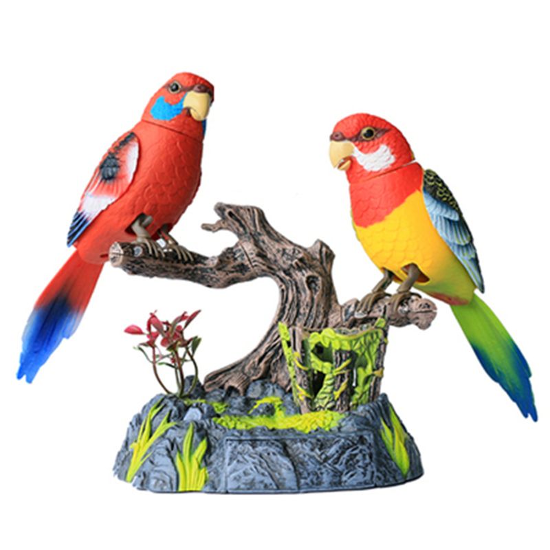 Electronic Voice Controlled Pet Birds Simulation Bird Home Decoration