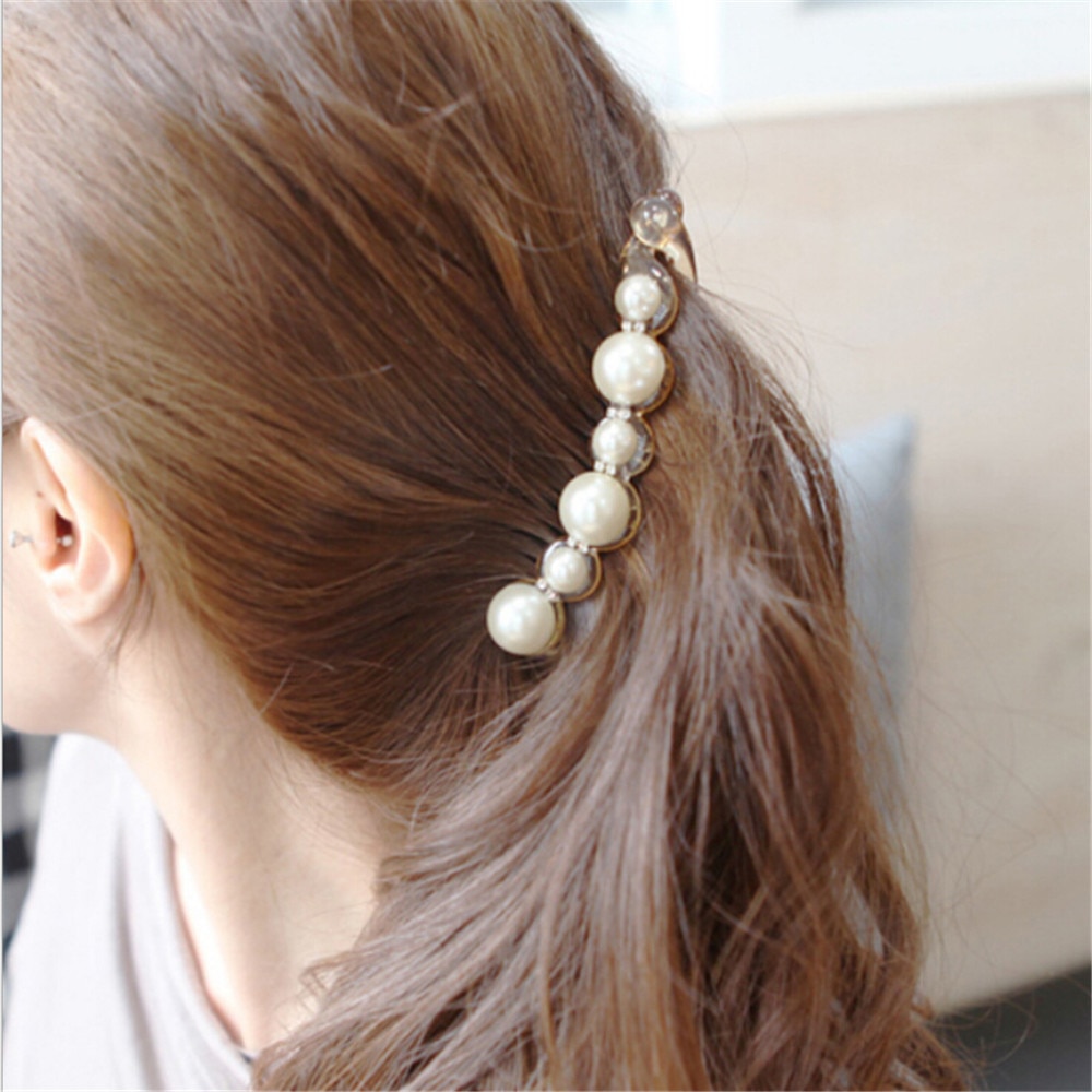 1pc perler hårnåle hårspænder smykker bananclips hovedbeklædning kvinder hårgreb pige hestehale hårspænder hårnåle tilbehør