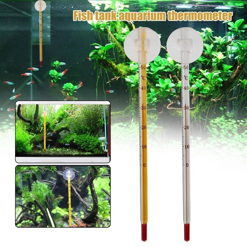 Haustier Lieferungen Fisch Panzer Tauch Schwimm Haushalt Temperatur Prüfung Ausrügestochen Glas Rohr Saugnapf Aquarium Thermometer