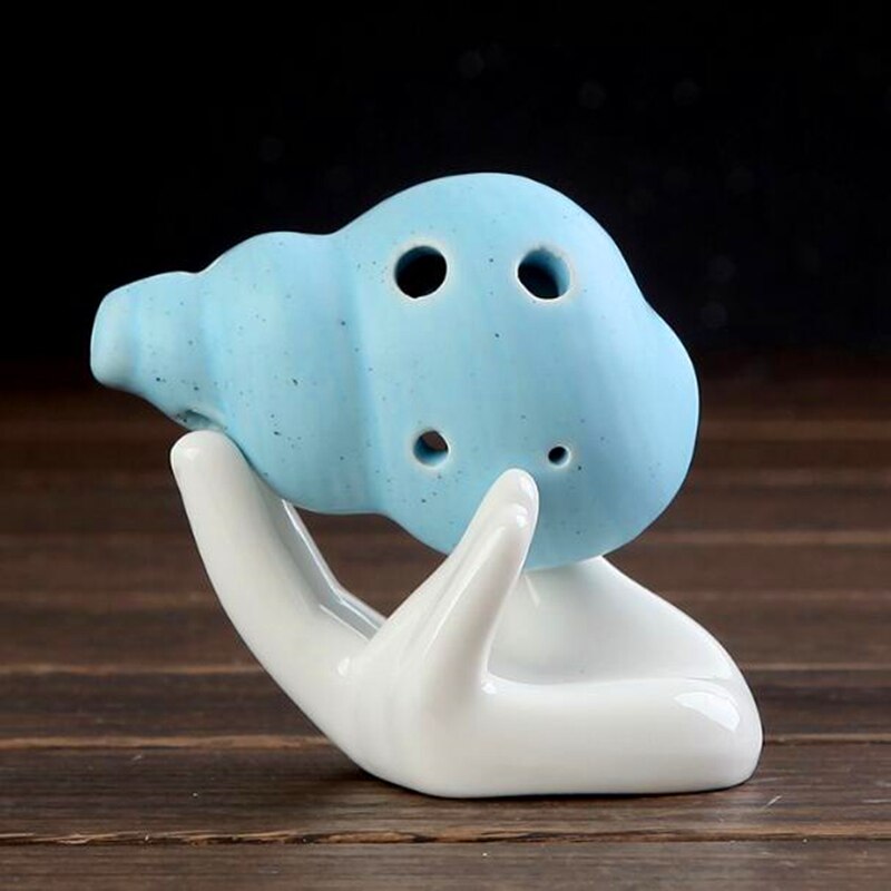 6 hullers ocarina tegneseriestil mini keramisk fløjte 5 farver håndlavet farve glasur ocarina musikinstrument alt ocarina