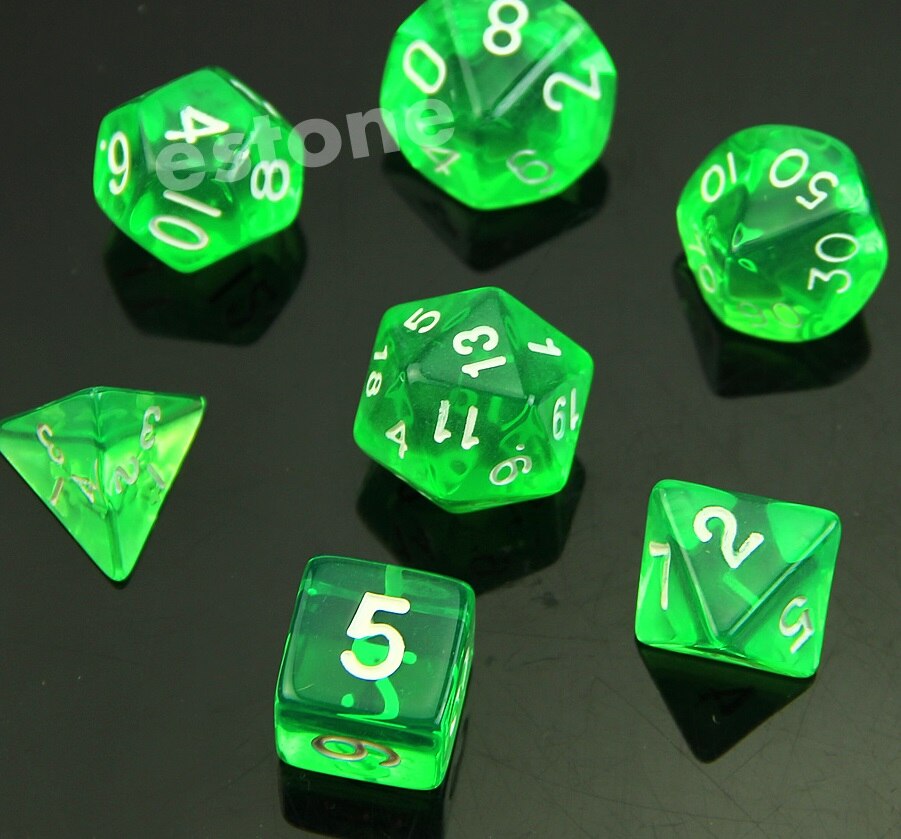 7-würfel Seitige D4 D6 D8 D10 D12 D20 Magie-sterben-Versammlung D & D RPG Poly spiel einstellen Blau: Grün