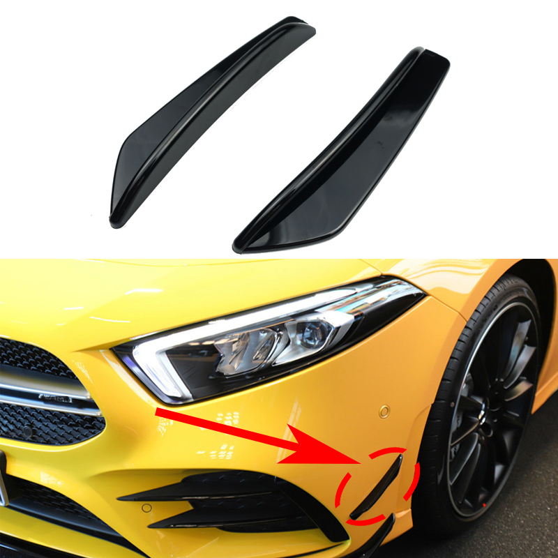 For Mercedes A Class W177 AMG A180 A200 A250 A35 + Front Bumper Lip Plastic Diffuser Splitter Fins Body Spoiler Canards