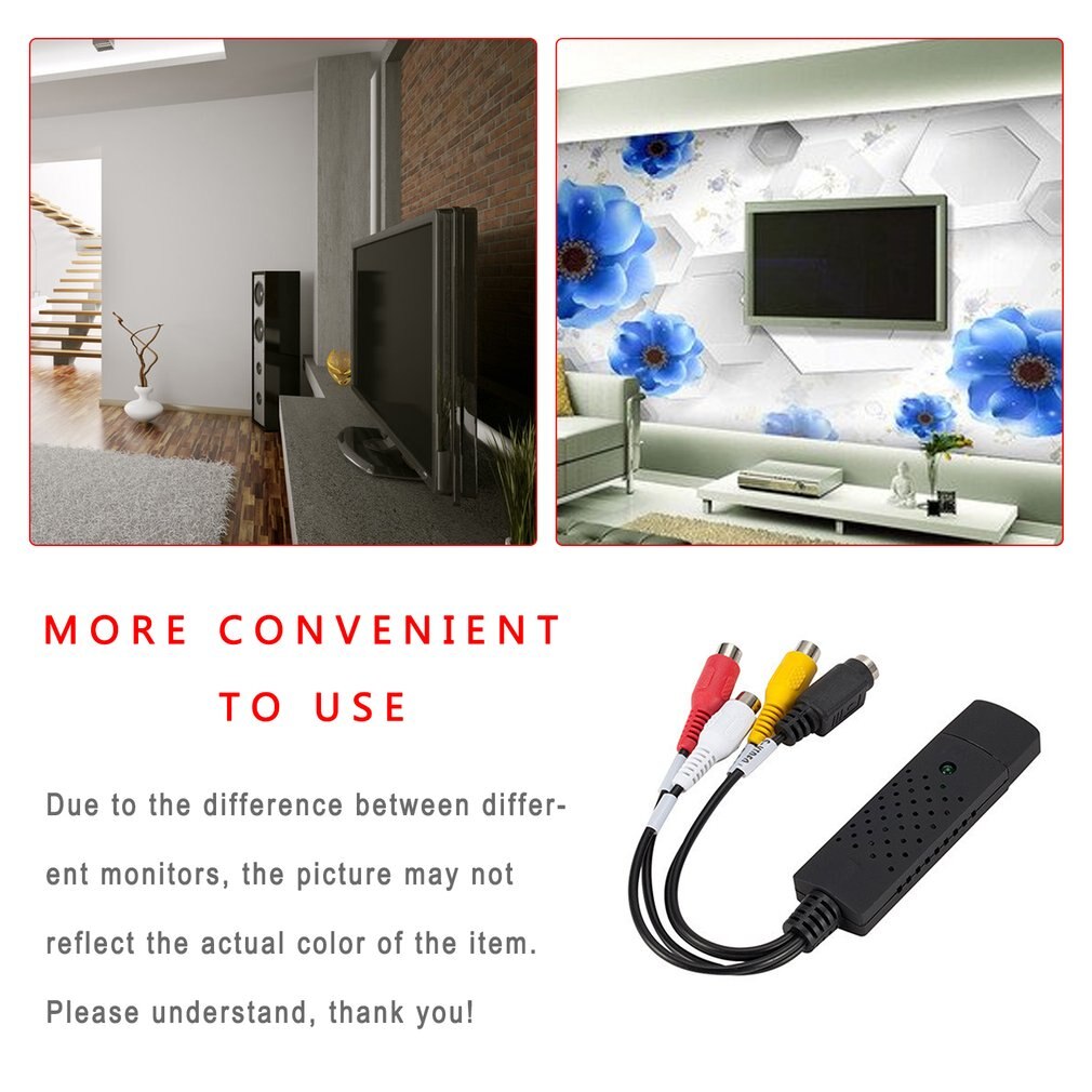 USB 2.0 Audio Video Capture Card USB 2.0 to RCA cable adapter converter For TV DVD VHS For Window XP For Vista For Win 7 Win 10
