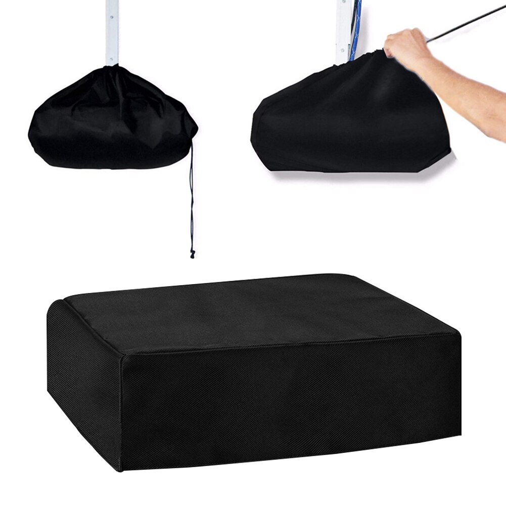 Schwarze, staubdichte und wasserabweisende außeninstallationsabdeckung mit kordelzug, faltbar, für deckenprojektoren geeignet.