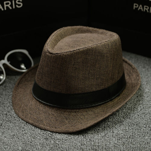 Sombrero Fedora clásico de ala ancha para hombre, gorra clásica de estilo clásico con visera ancha, Sombrero de Jazz liso para hombre, Sombrero de fieltro con lazo para Otoño e Invierno: Marrón