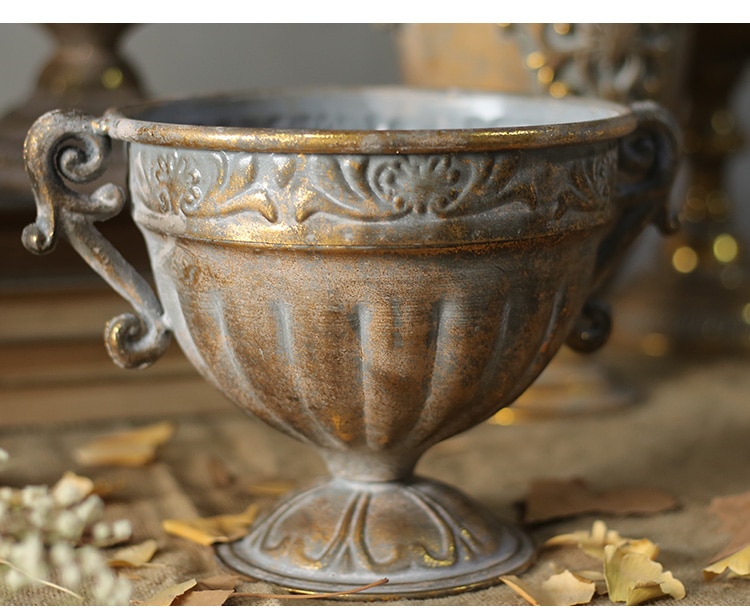 Classico Calice Del Fiore Vaso Retrò Nostalgico Ferro Battuto Vaso di Fiori per La Casa Soggiorno Decorazione di Cerimonia Nuziale Tavolo Vaso wazon