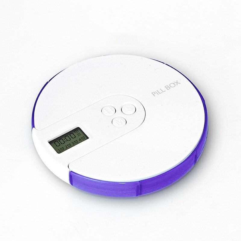 7-Compartment Alarm Clock Pill Dispenser Pill Box Electronic Medication Reminder Persoanl Health Care Tool: Purple