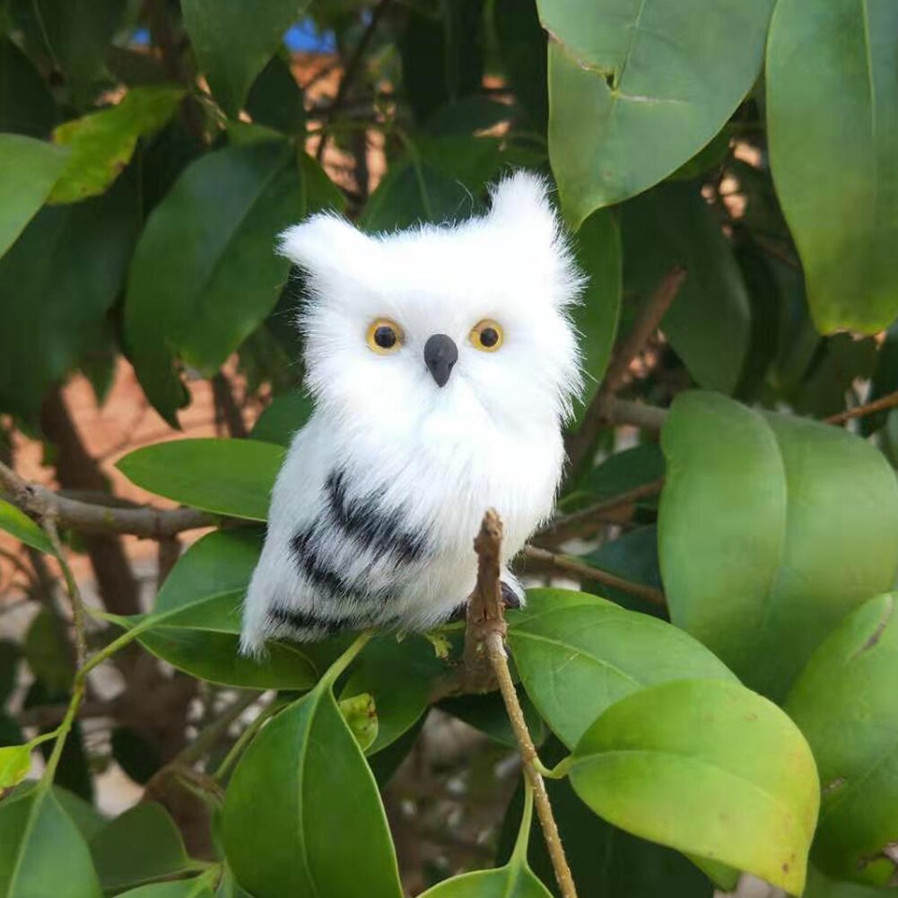 Cute Artificial Lifelike Animal Owl Miniature Plush Toy Garden Ornament Photo Props