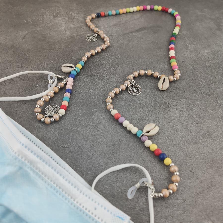 Trendy kvinders sten beaded solbriller kæde briller kæder halskæde rem reb læse briller holder smykker tilbehør: Farverig