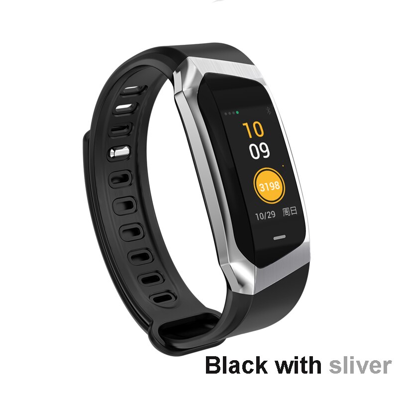 E18 smart band  ip67 vattentätt blodtryck syre pulsmätare sport fitness armband tracker smart klocka smart klocka: Svart flis
