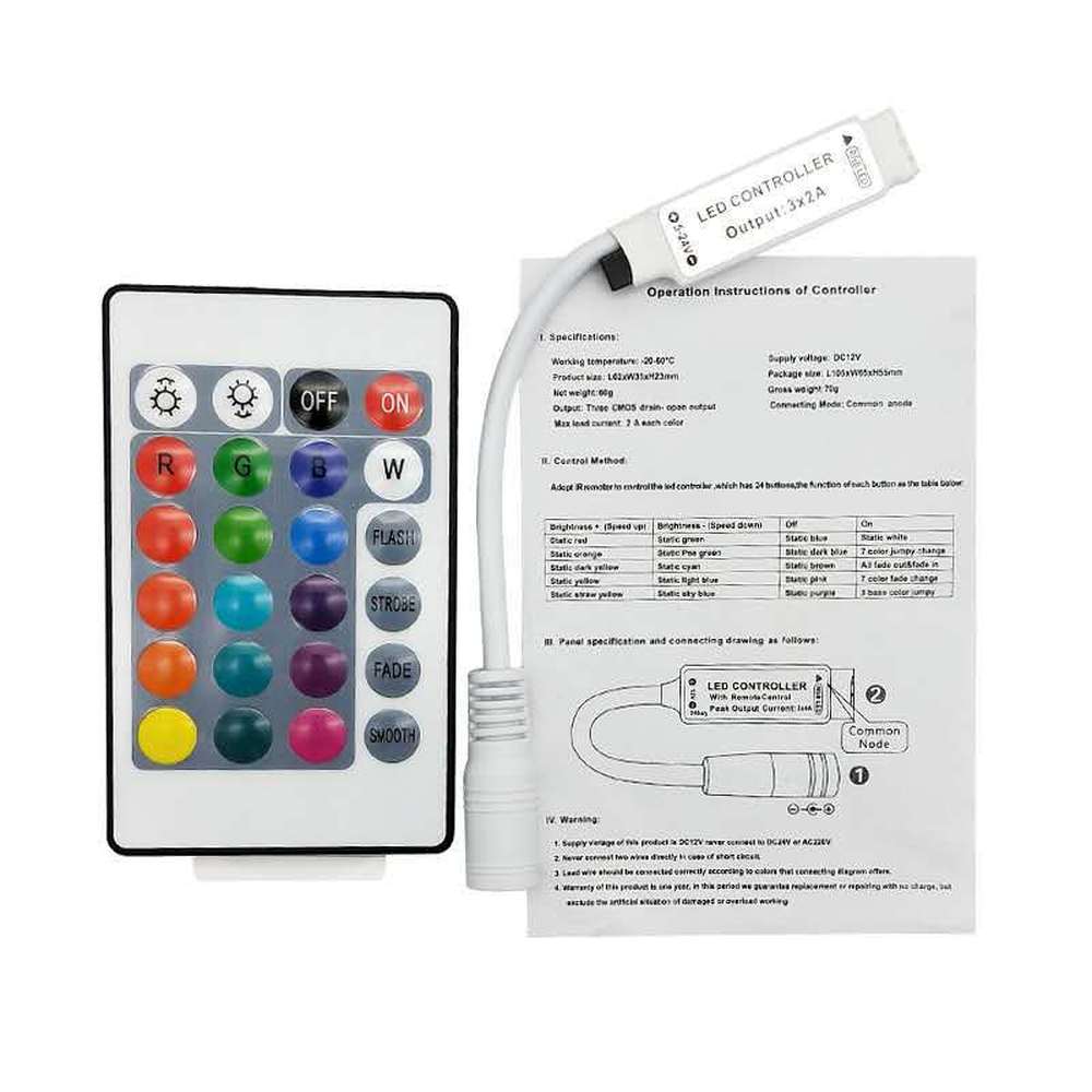 DC12V Mini Remote RGB Led Strip Controller IR RGB DC12 V 24 Key Led Controller For SMD 3528 5050 5630 3014 Led Lights