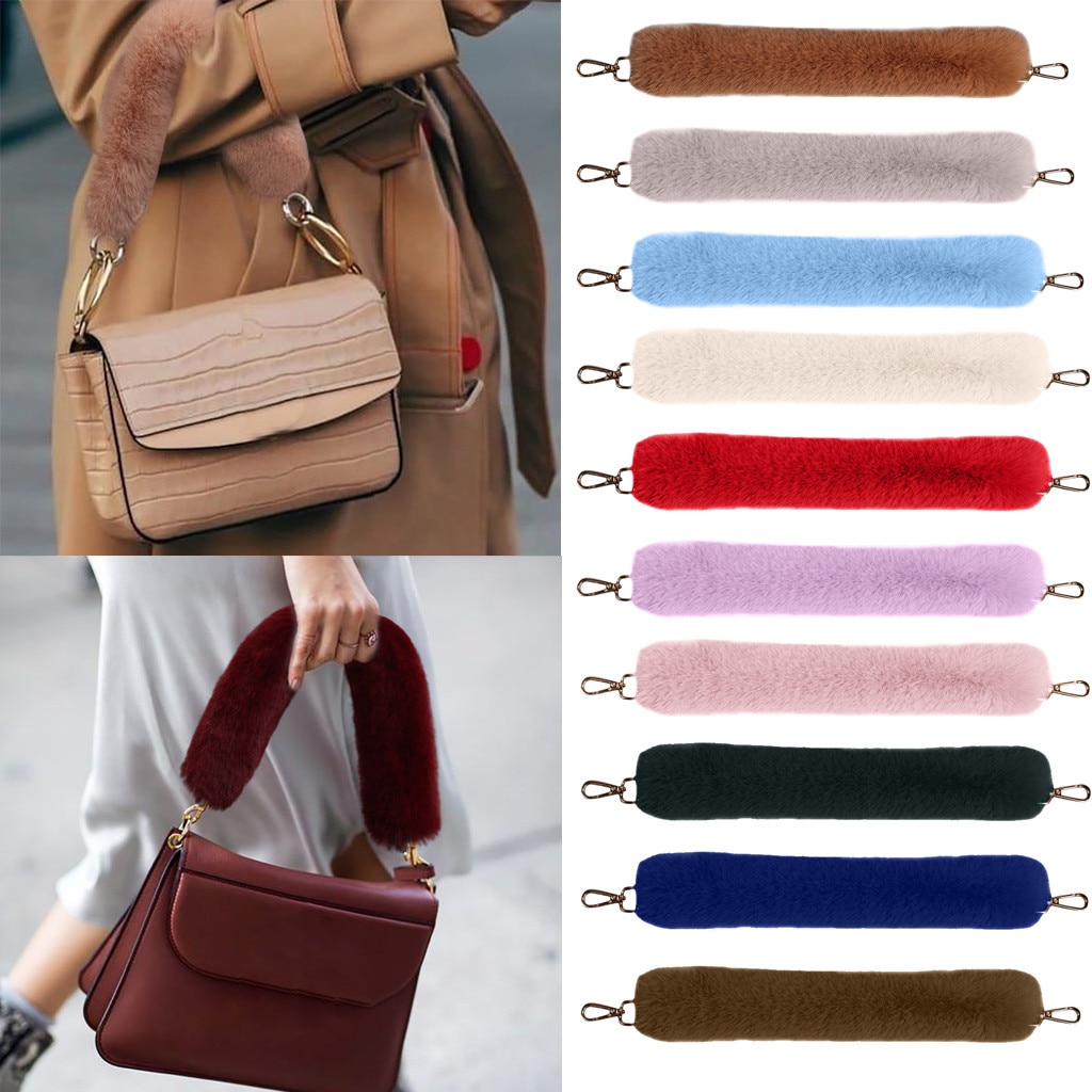 Reemplazo de correa de felpa para mujer, bolso de hombro, correa para bolso de piel sintética, accesorios para cinturón, bolso, cadena decorativa de felpa