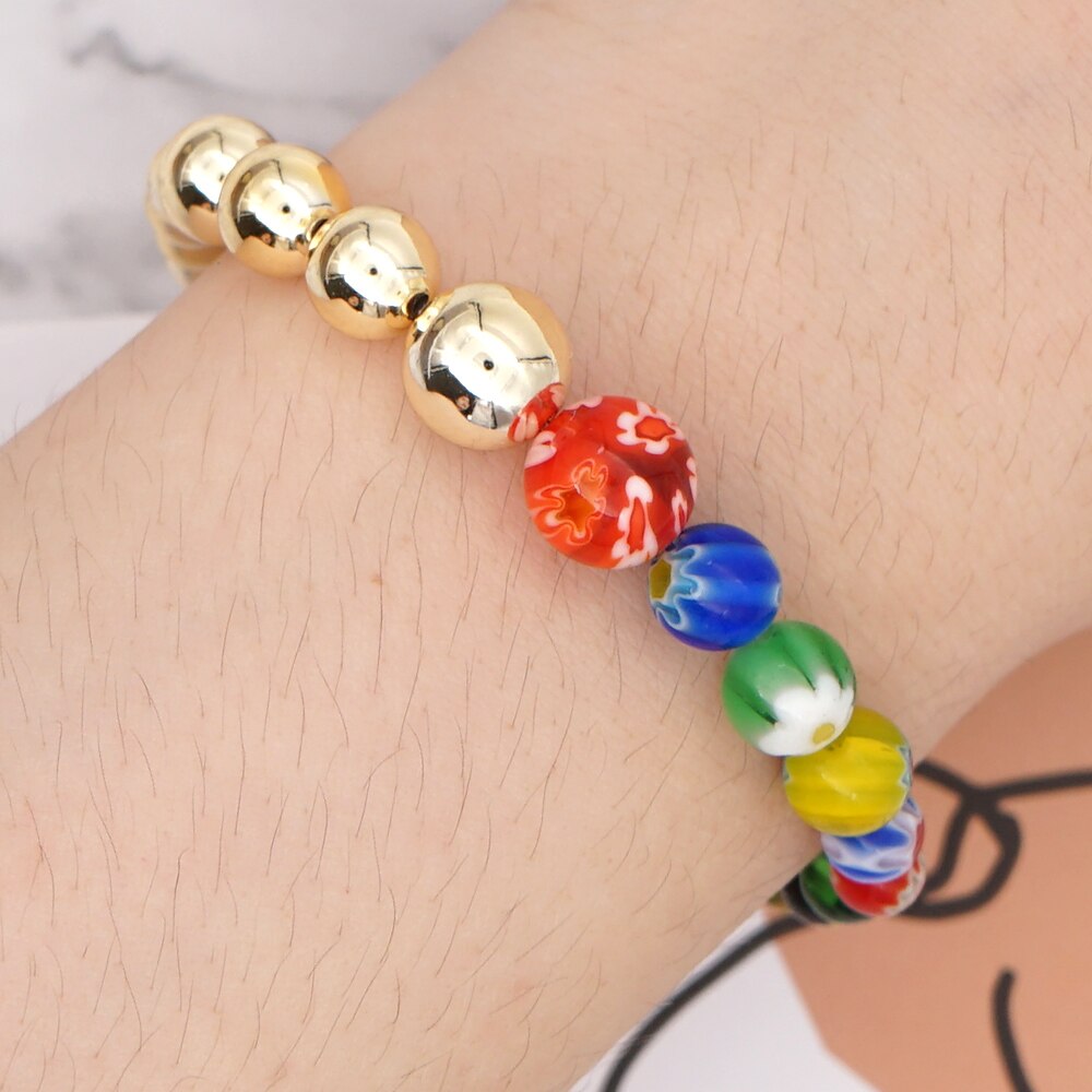 Go2Boho Mode-sieraden Armband Voor Vrouwen Zomer Strand Popcorn Kralen Armbanden Japan Goud Kralen Stretch Armband