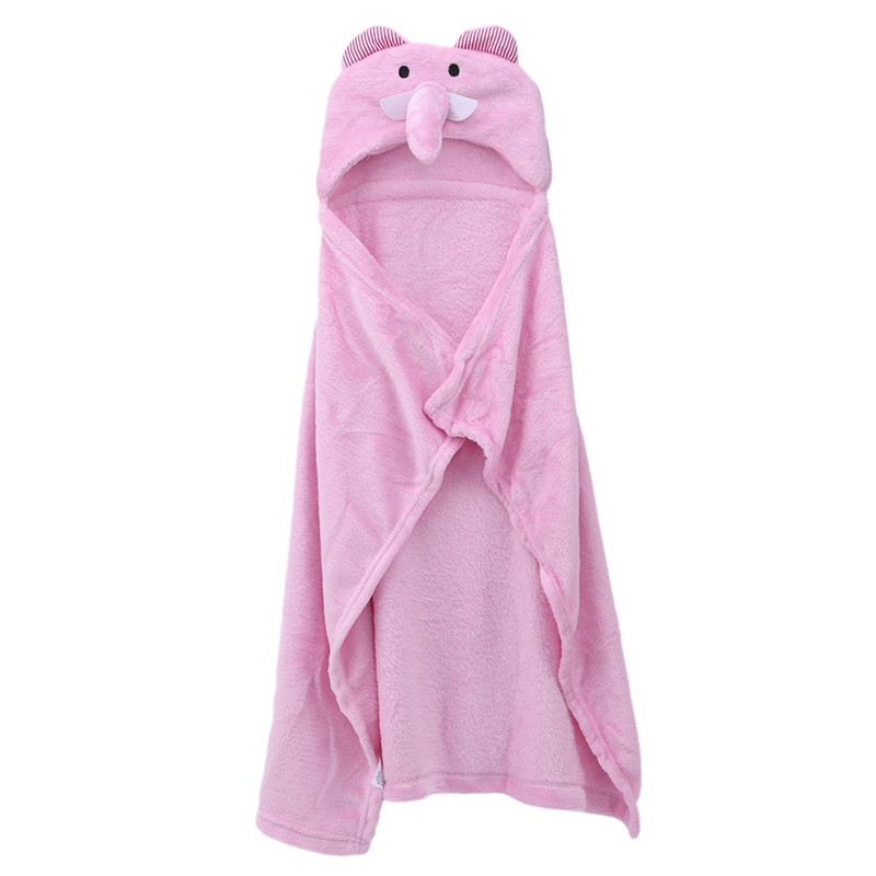Manta suave con capucha para bebé, albornoz con dibujos de animales para niño pequeño, toallas de baño para bebé, bata de baño para niño, toalla infantil: pink elephant