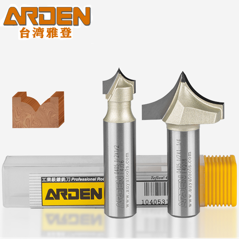 Punta de corte de punta dorada, herramienta de tallado de carburo, punta afilada para carpintería, fresa de borde de arco, broca enrutadora de grabado MDF