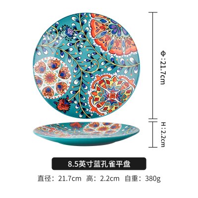 Vaisselle en porcelaine artisanat Western nourriture assiette de table, ménagère céramique assiette mignonne bleu et blanc, Dim Sum Breakfa