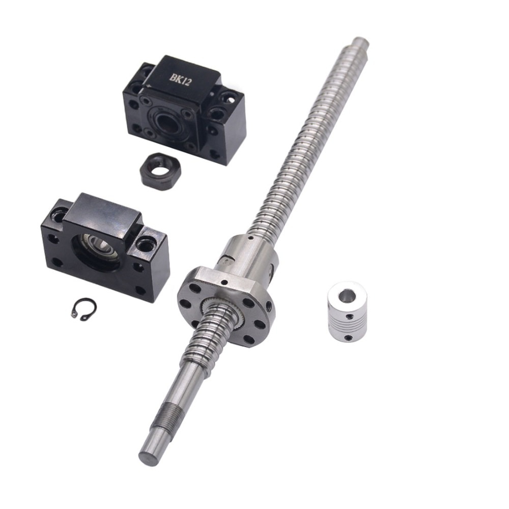 SFU1605 set:SFU1605 rolled ball screw C7 with end machined + 1605 ball nut + BK/BF12 end support + coupler for CNC parts RM1605