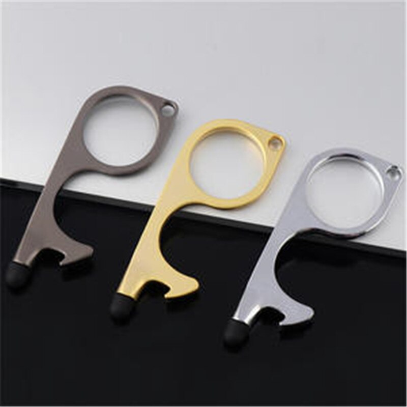 Pulsador de botón EDC de Metal para puerta, colgante de llavero abierto, No táctil, Stylus para interior, OutdAssistant, herramienta anticontacto