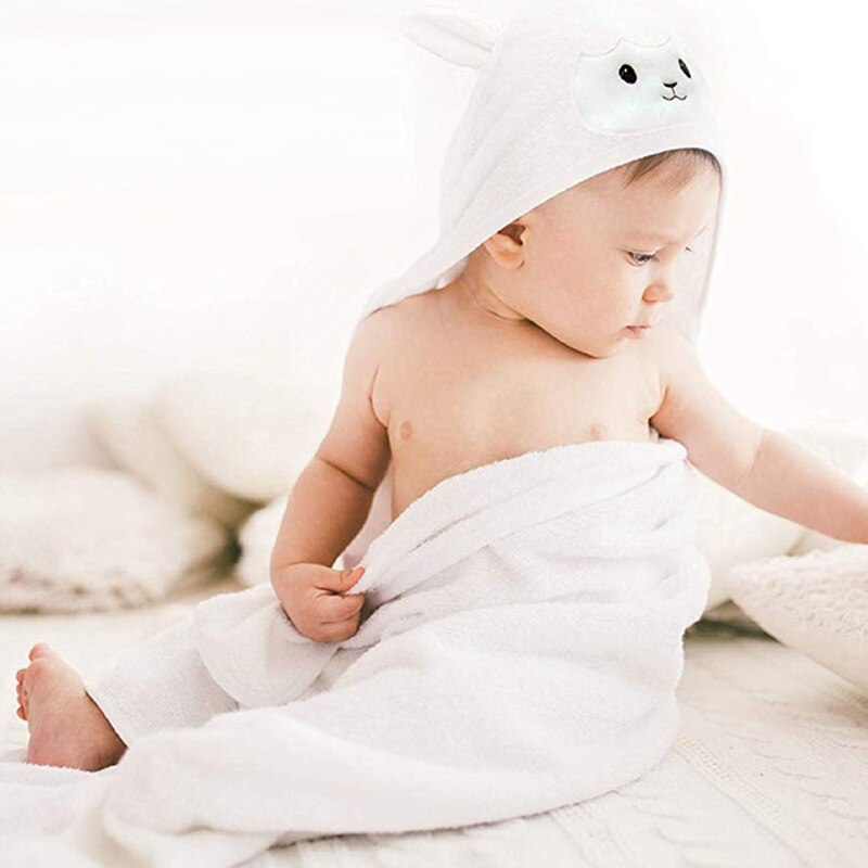 Organic Bamboo Baby Hooded Towel | Ultra Soft and Super Absorbent Toddler Hooded Bath Towel with Cute Lamb Face | Great I
