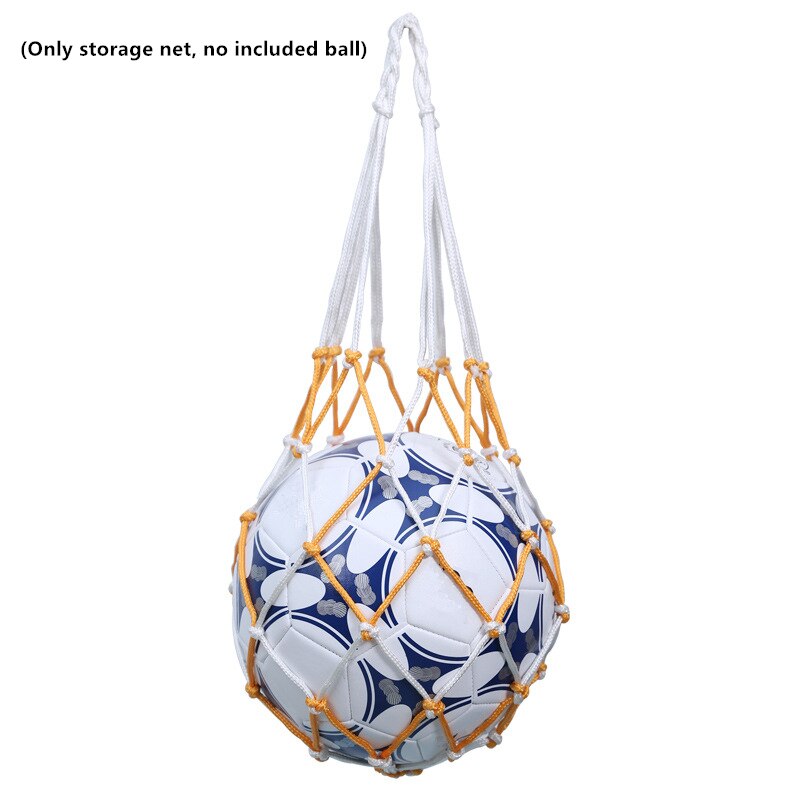 Veving nylon nettpose ballbærende mesh nettpose sport bærbart utstyr fotballballer volleyballball nettpose: Hvit